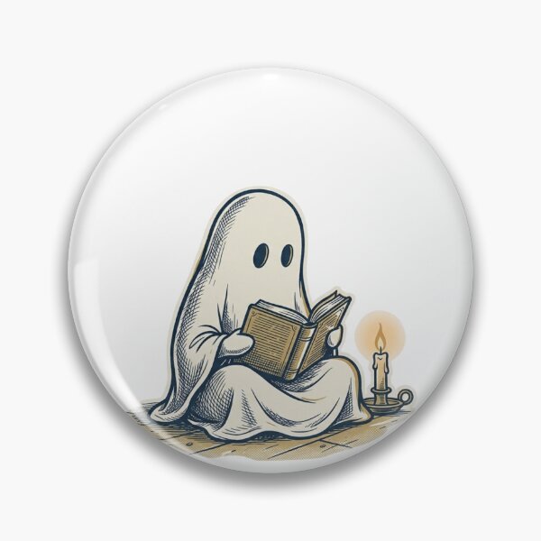 Item preview, Ghost Reading Book by Candlelight – Victorian Occult Sticker Art Crosshatch Screen Print Illustration designed and sold by OnPointOutfits.