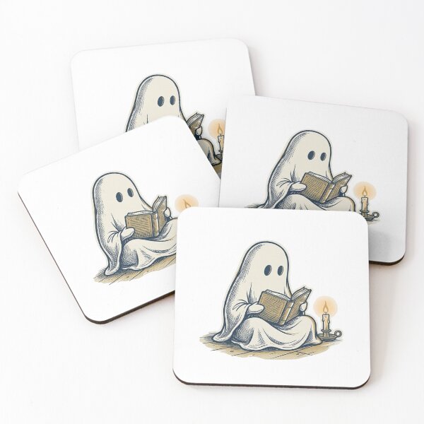 Item preview, Ghost Reading Book by Candlelight – Victorian Occult Sticker Art Crosshatch Screen Print Illustration designed and sold by OnPointOutfits.