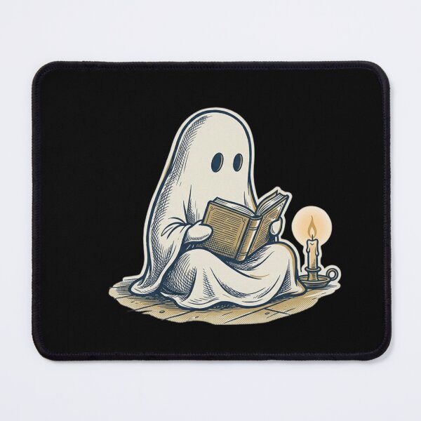 Item preview, Ghost Reading Book by Candlelight – Victorian Occult Sticker Art Crosshatch Screen Print Illustration designed and sold by OnPointOutfits.