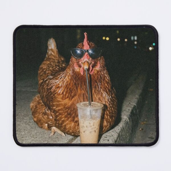 Item preview, Funny Chicken Drinking Iced Coffee Office Meme For Pet Lovers designed and sold by AishaOneLove.