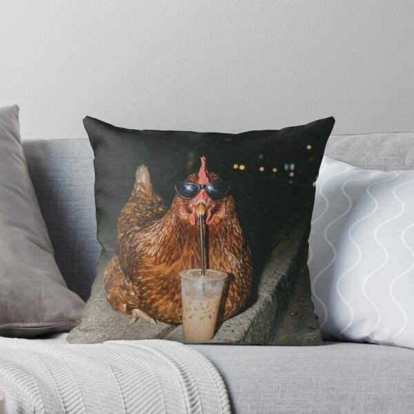 Item preview, Funny Chicken Drinking Iced Coffee Office Meme For Pet Lovers designed and sold by AishaOneLove.