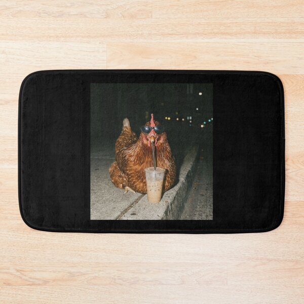 Item preview, Funny Chicken Drinking Iced Coffee Office Meme For Pet Lovers designed and sold by AishaOneLove.