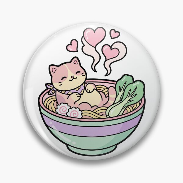 Item preview, Cute Kawaii Cat Relaxing in Ramen Noodle Bowl designed and sold by CurioStick.
