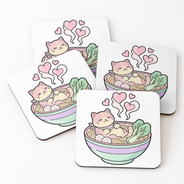 Item preview, Cute Kawaii Cat Relaxing in Ramen Noodle Bowl designed and sold by CurioStick.