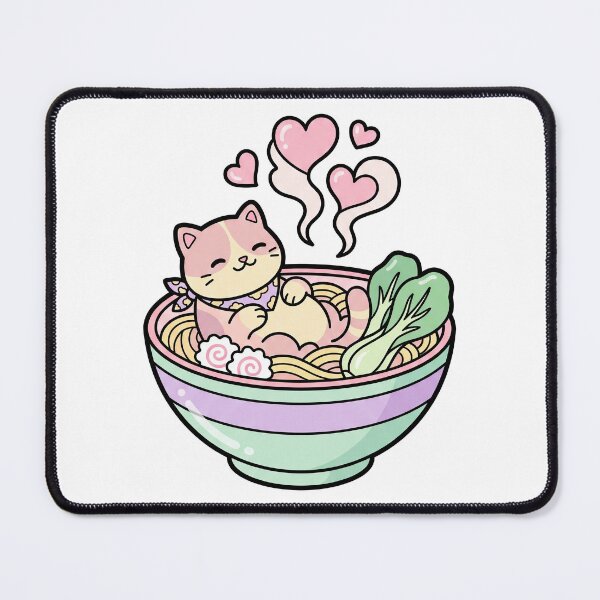 Item preview, Cute Kawaii Cat Relaxing in Ramen Noodle Bowl designed and sold by CurioStick.