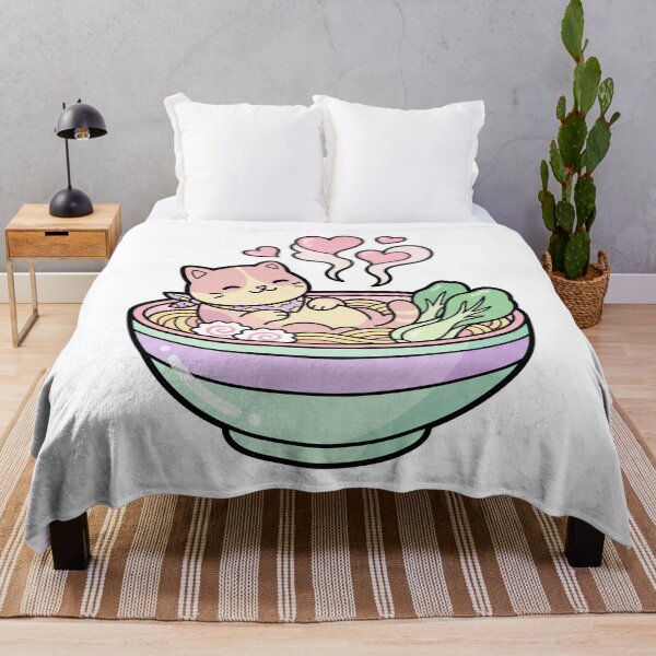 Item preview, Cute Kawaii Cat Relaxing in Ramen Noodle Bowl designed and sold by CurioStick.