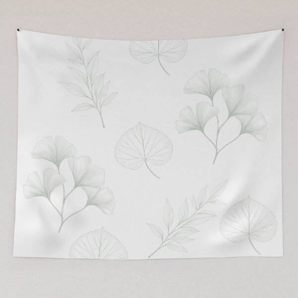 Artikelvorschau, Botanical Skeleton Leaves Pattern Minimalist mint Green Nature Art entworfen und verkauft von Mypixieart.
