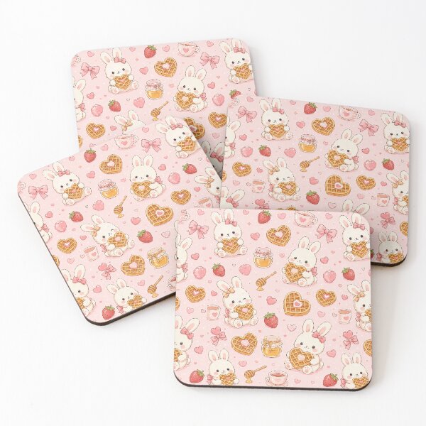 Item preview, Bunny Love Waffle Kawaii Pattern designed and sold by Soft Berry Studio.