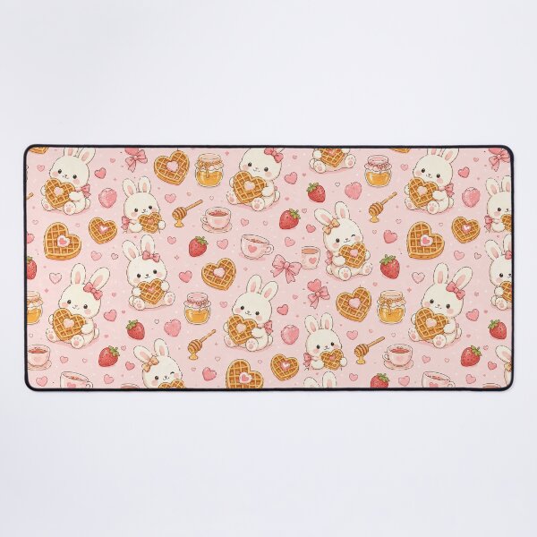 Item preview, Bunny Love Waffle Kawaii Pattern designed and sold by Soft Berry Studio.