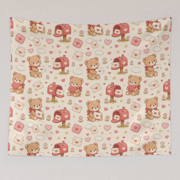 Item preview, Teddy Bear Heart Mailbox Kawaii Pattern designed and sold by Soft Berry Studio.