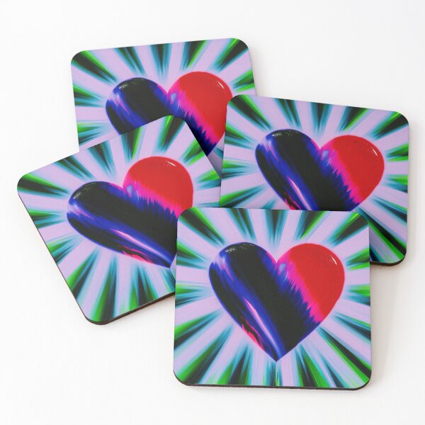 Item preview, Split Neon Heart Radial Burst designed and sold by bubblegoth.