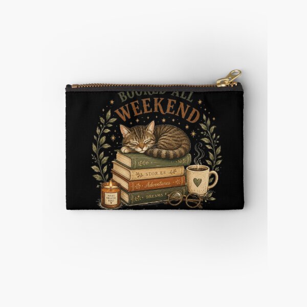 Item preview, Booked All Weekend Cat, Cozy Reading Cat, Book Lover Gift, Sleeping Tabby Cat, Bookish Sticker, Reader Aesthetic T Shirt designed and sold by TulipsArtDesigns .