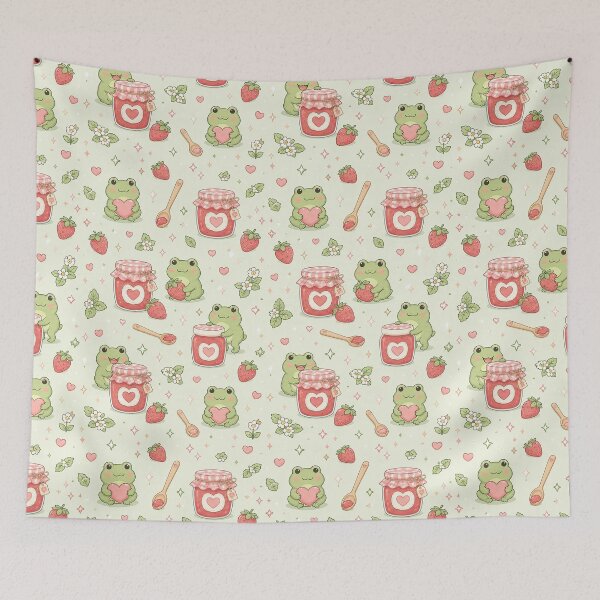 Item preview, Frog Love Jam Jar Kawaii Pattern designed and sold by Soft Berry Studio.
