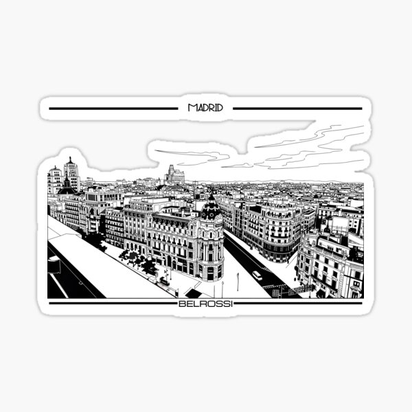 Item preview, Madrid Skyline Minimal Line Art | Modern City Illustration | BELROSSI | White Edition designed and sold by Belrossi.