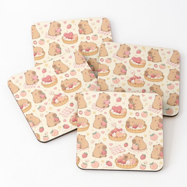 Item preview, Capybara Love Fruit Tart Kawaii Pattern designed and sold by Soft Berry Studio.