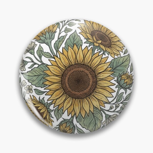 Item preview, Vintage Sunflower Badge Circle with Seed Centers and Leaves – Distressed Seed Packet Woodblock Illustration designed and sold by OnPointOutfits.
