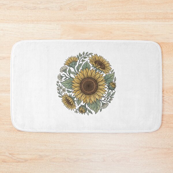 Item preview, Vintage Sunflower Badge Circle with Seed Centers and Leaves – Distressed Seed Packet Woodblock Illustration designed and sold by OnPointOutfits.