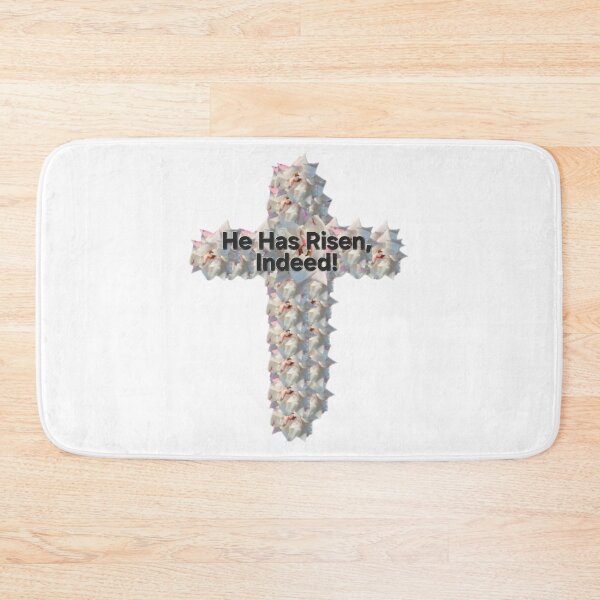 Item preview, He has risen Easter white rose cross designed and sold by gracehopelove.
