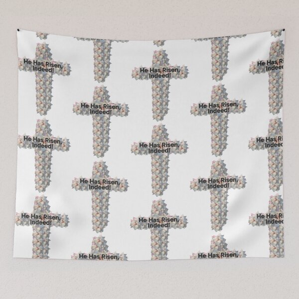 Item preview, He has risen Easter white rose cross designed and sold by gracehopelove.