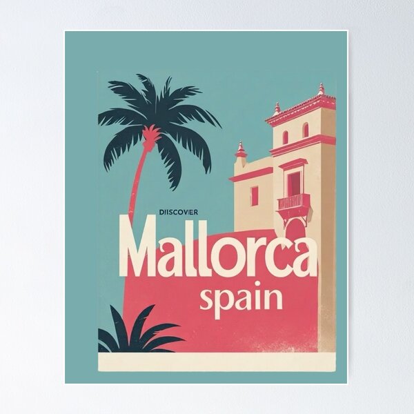 Item preview, Mallorca Spain Travel Poster Mediterranean Coastal Wall Art Island Vacation Print designed and sold by Eclipse 3699.