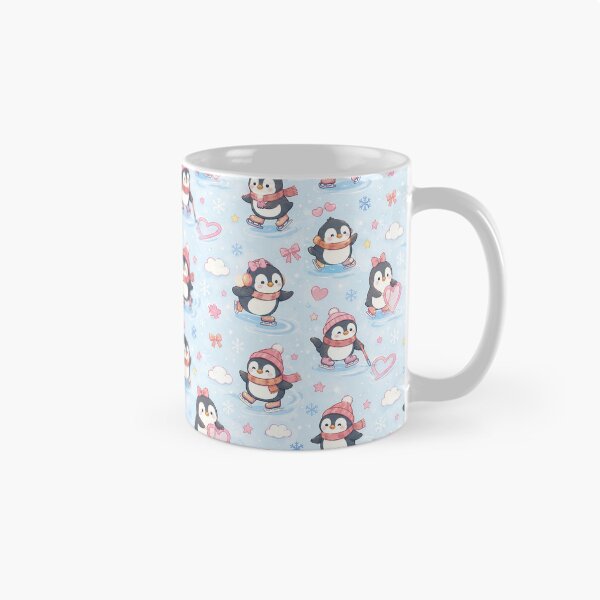 Item preview, Penguin Love Skating Kawaii Pattern designed and sold by Soft Berry Studio.