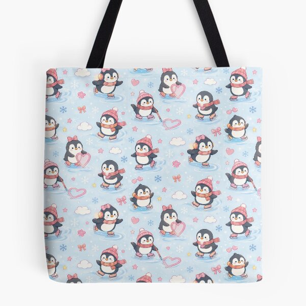 Artikelvorschau, Pinguin liebt Schlittschuhlaufen Kawaii-Muster entworfen und verkauft von Soft Berry Studio.