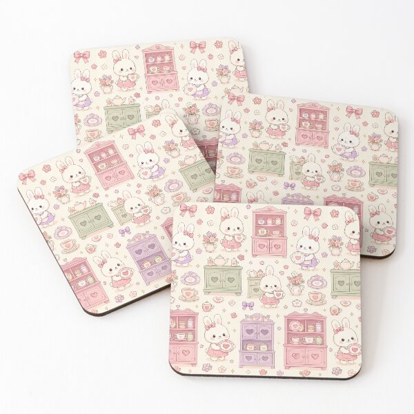 Item preview, Bunny Heart Cupboard Kawaii Pattern designed and sold by Soft Berry Studio.