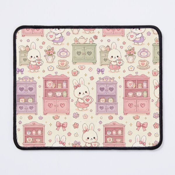 Item preview, Bunny Heart Cupboard Kawaii Pattern designed and sold by Soft Berry Studio.