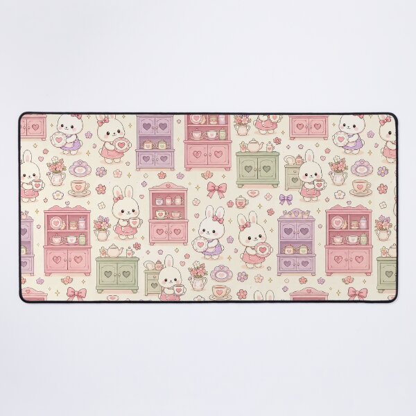 Item preview, Bunny Heart Cupboard Kawaii Pattern designed and sold by Soft Berry Studio.