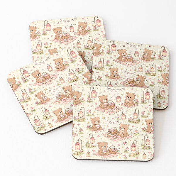 Item preview, Teddy Bear Love Picnic Lantern Kawaii Pattern designed and sold by Soft Berry Studio.
