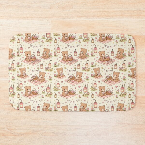 Item preview, Teddy Bear Love Picnic Lantern Kawaii Pattern designed and sold by Soft Berry Studio.