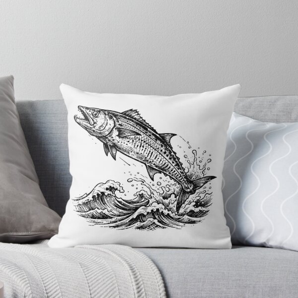 Item preview, Vintage Woodcut Spanish Mackerel Illustration designed and sold by DuckOddity.
