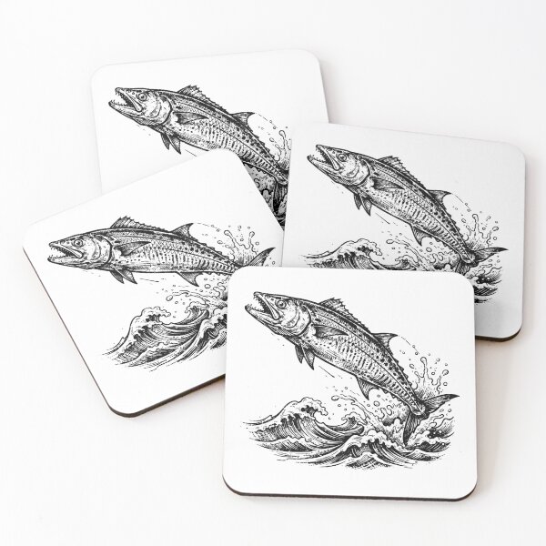 Item preview, Vintage Woodcut Spanish Mackerel Illustration designed and sold by DuckOddity.