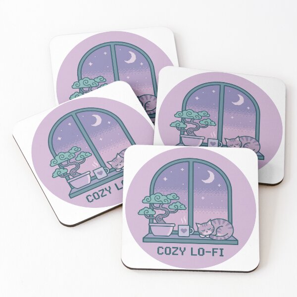 Item preview, Cozy Lo-Fi Cat Sleeping in Window with Bonsai Sticker designed and sold by CurioStick.