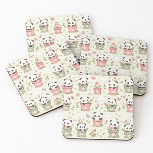 Artikelvorschau, Panda-Herz-Blumentopf, Kawaii-Muster entworfen und verkauft von Soft Berry Studio.