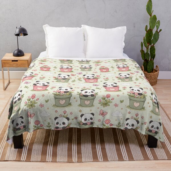 Item preview, Panda Heart Flower Pot Kawaii Pattern designed and sold by Soft Berry Studio.