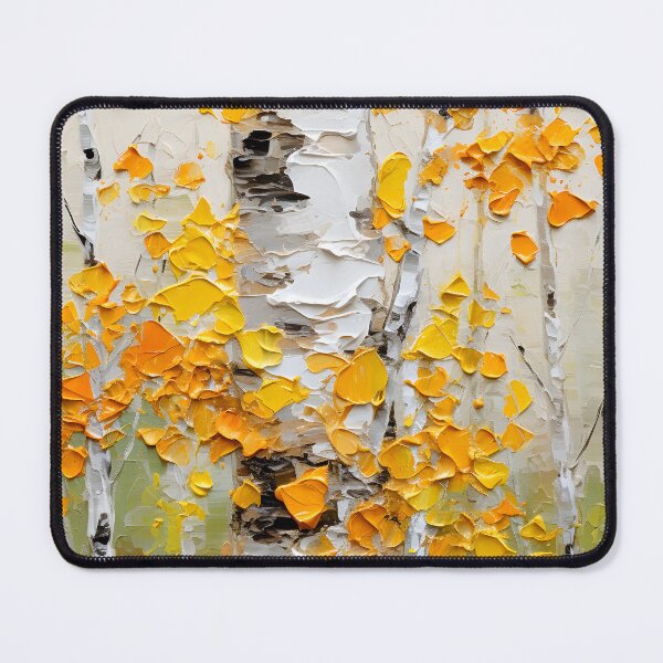 Item preview, Birch Trees, Falling Autumn Leaves, Impasto Digital Painting designed and sold by DEC02.