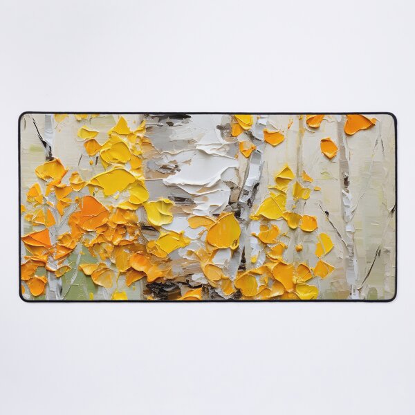 Item preview, Birch Trees, Falling Autumn Leaves, Impasto Digital Painting designed and sold by DEC02.