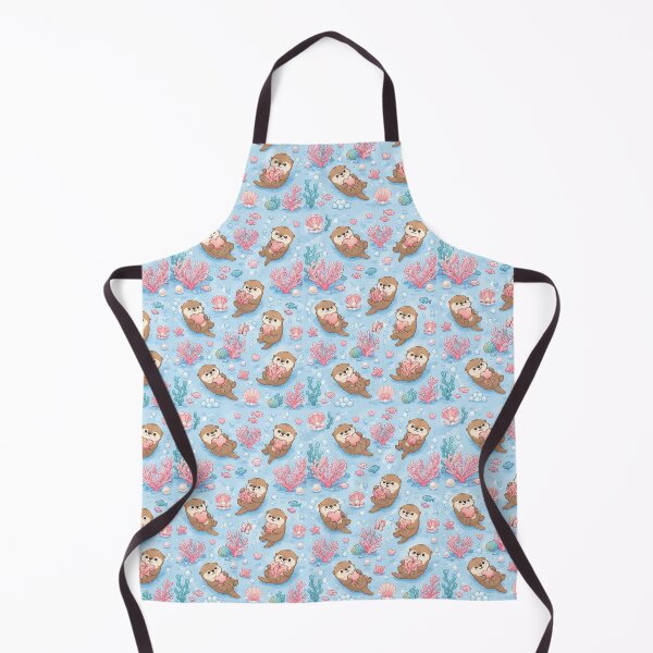 Item preview, Otter Love Coral Garden Kawaii Pattern designed and sold by Soft Berry Studio.