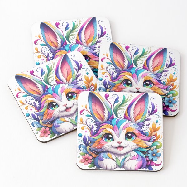 Item preview, Whimsical colorful rabbit illustration  designed and sold by urbanshop7.