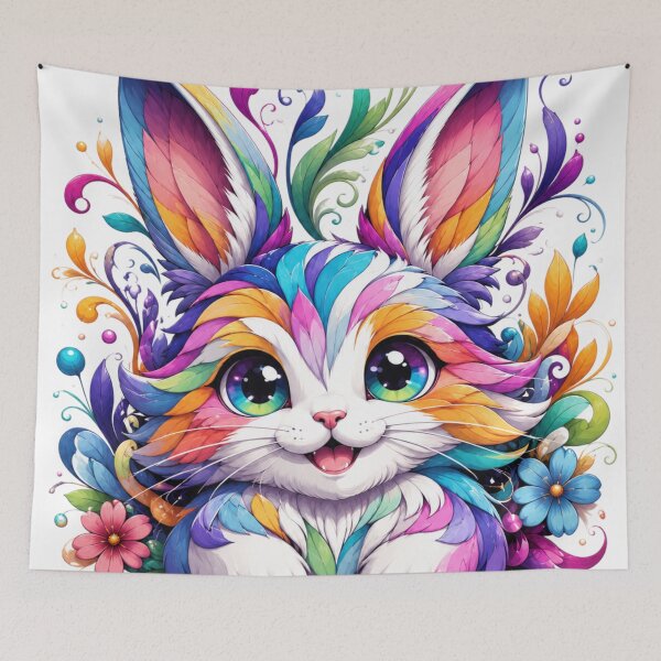 Item preview, Whimsical colorful rabbit illustration  designed and sold by urbanshop7.