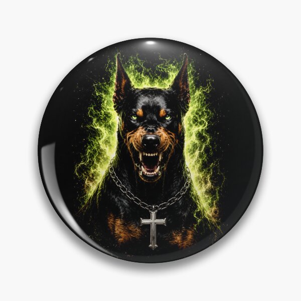 Artikelvorschau, Infernal Guardian – Feral Doberman with Neon Green Energy | Dark Fantasy Art entworfen und verkauft von Peter Kaul.