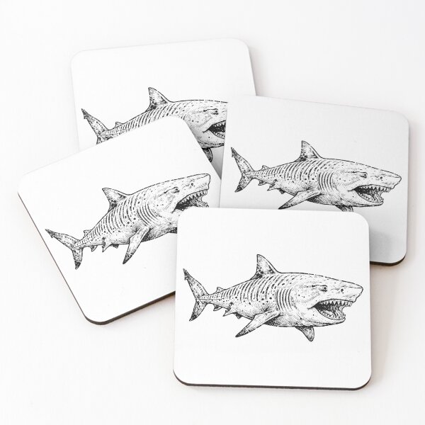 Item preview, Vintage Woodcut Tiger Shark Illustration designed and sold by DuckOddity.