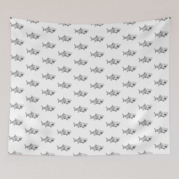 Item preview, Vintage Woodcut Tiger Shark Illustration designed and sold by DuckOddity.
