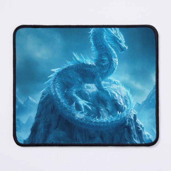 Item preview, Icy Blue Dragon Coiled on Frozen Rock Fantasy designed and sold by StudioForge.