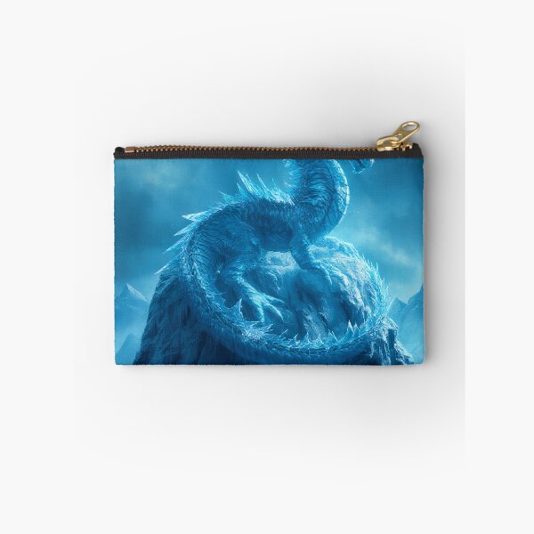 Item preview, Icy Blue Dragon Coiled on Frozen Rock Fantasy designed and sold by StudioForge.