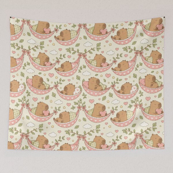 Item preview, Capybara Heart Hammock Kawaii Pattern designed and sold by Soft Berry Studio.