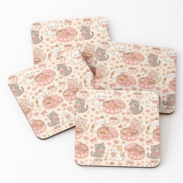 Item preview, Cozy Cat Love Cookie Tin Kawaii Pattern designed and sold by Soft Berry Studio.