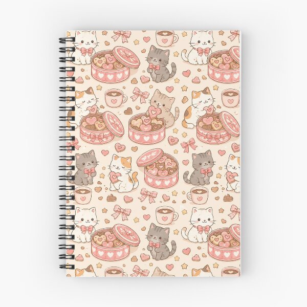 Item preview, Cozy Cat Love Cookie Tin Kawaii Pattern designed and sold by Soft Berry Studio.