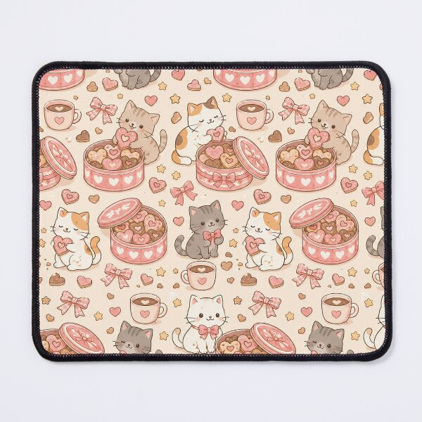 Item preview, Cozy Cat Love Cookie Tin Kawaii Pattern designed and sold by Soft Berry Studio.